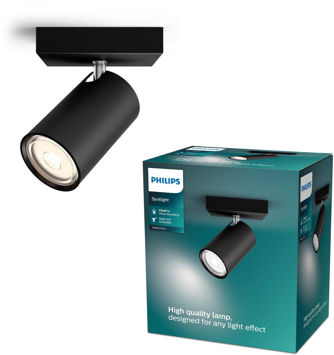 Philips led philips kosipo opbouwspot - 1-lichts - zwart