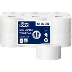 Toiletpapier tork mini jumbo t2 advanced wit 2-laags