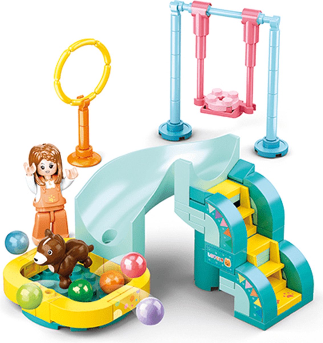 Sluban girls dream honden speeltuin bouwspeelgoed kinderen vanaf 6 jaar – constructiespeelgoed modelbouw dieren speelset – bouwdoos met 90 bouwstenen en 1 minifiguur – m38-b0970e