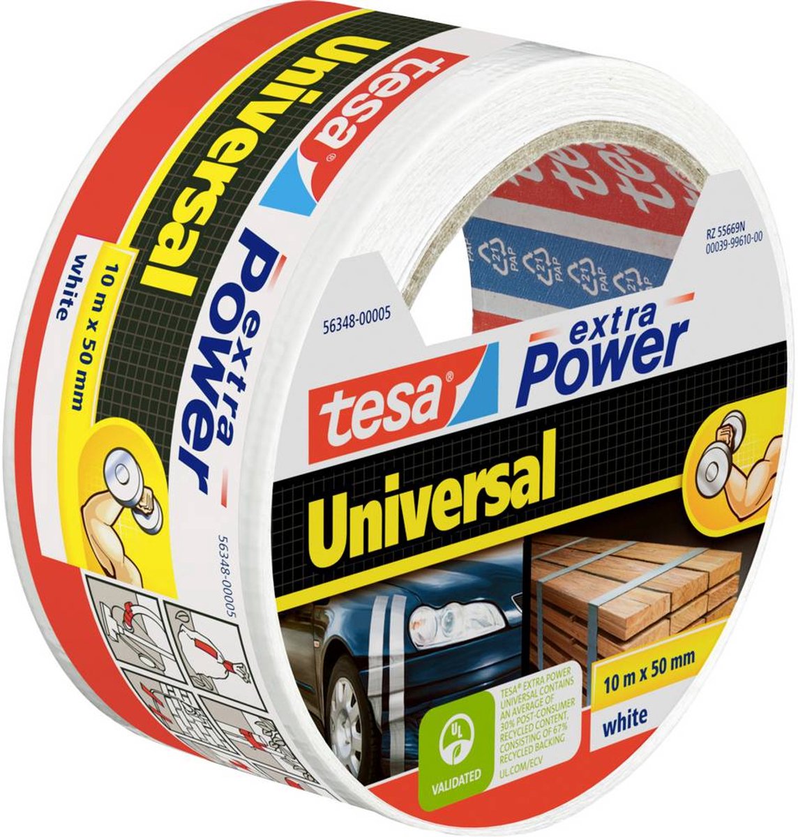 Tesa universal 56348-00005-05 textieltape extra power wit (l x b) 10 m x 50 mm 1 stuk(s)