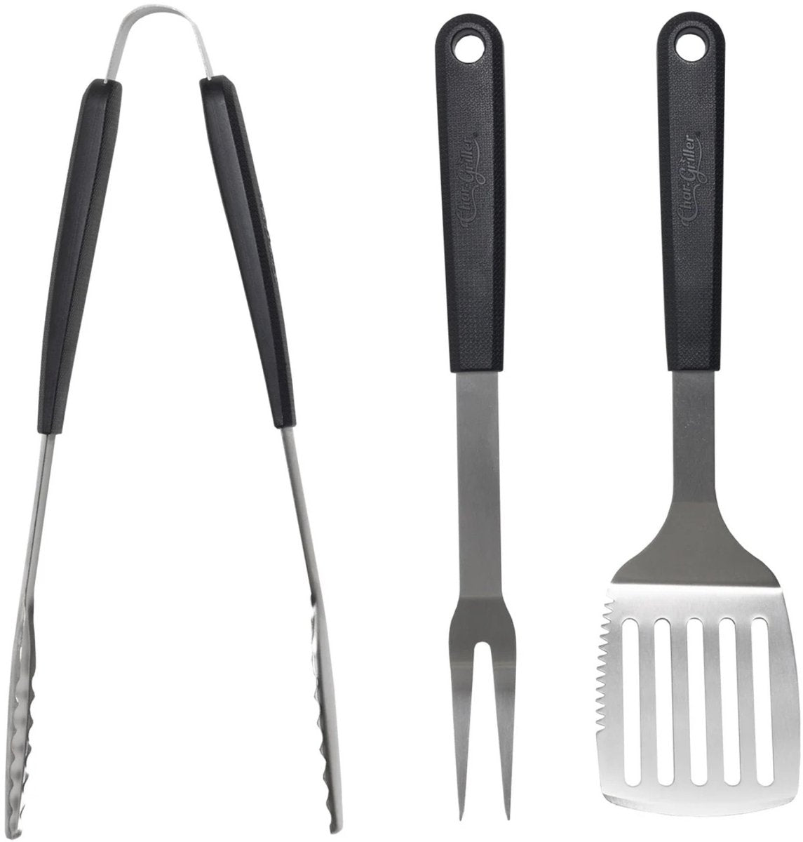 Char-griller bbq gereedschap set – 3-delig (tang, spatel en vork) – rvs barbecue tools – duurzaam en stevig
