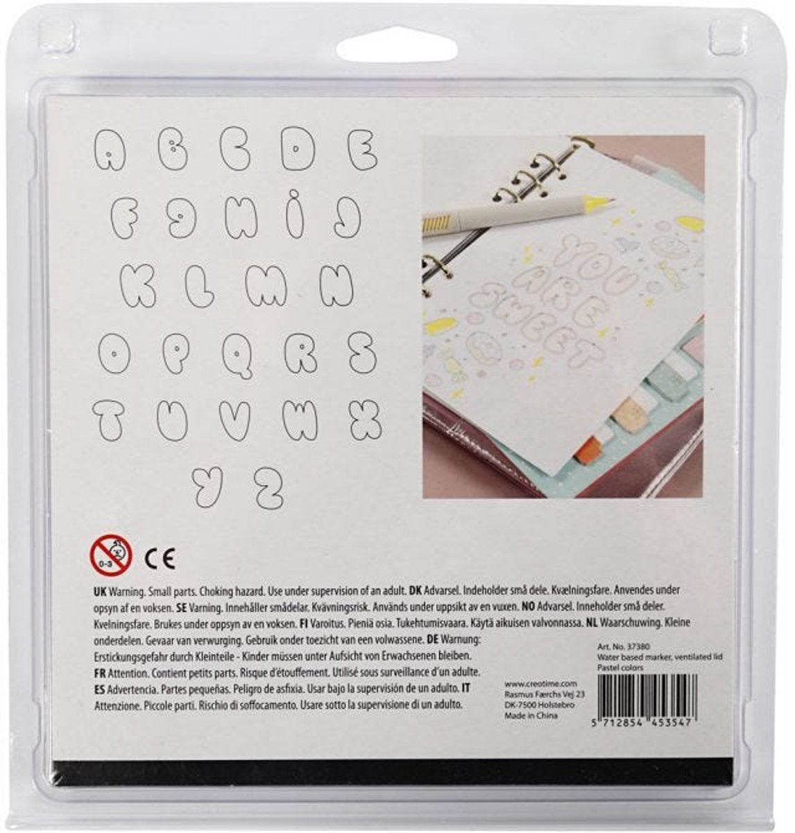 Creativ company handletter stiften pastelkleuren, 12st. dubbelzijdig
