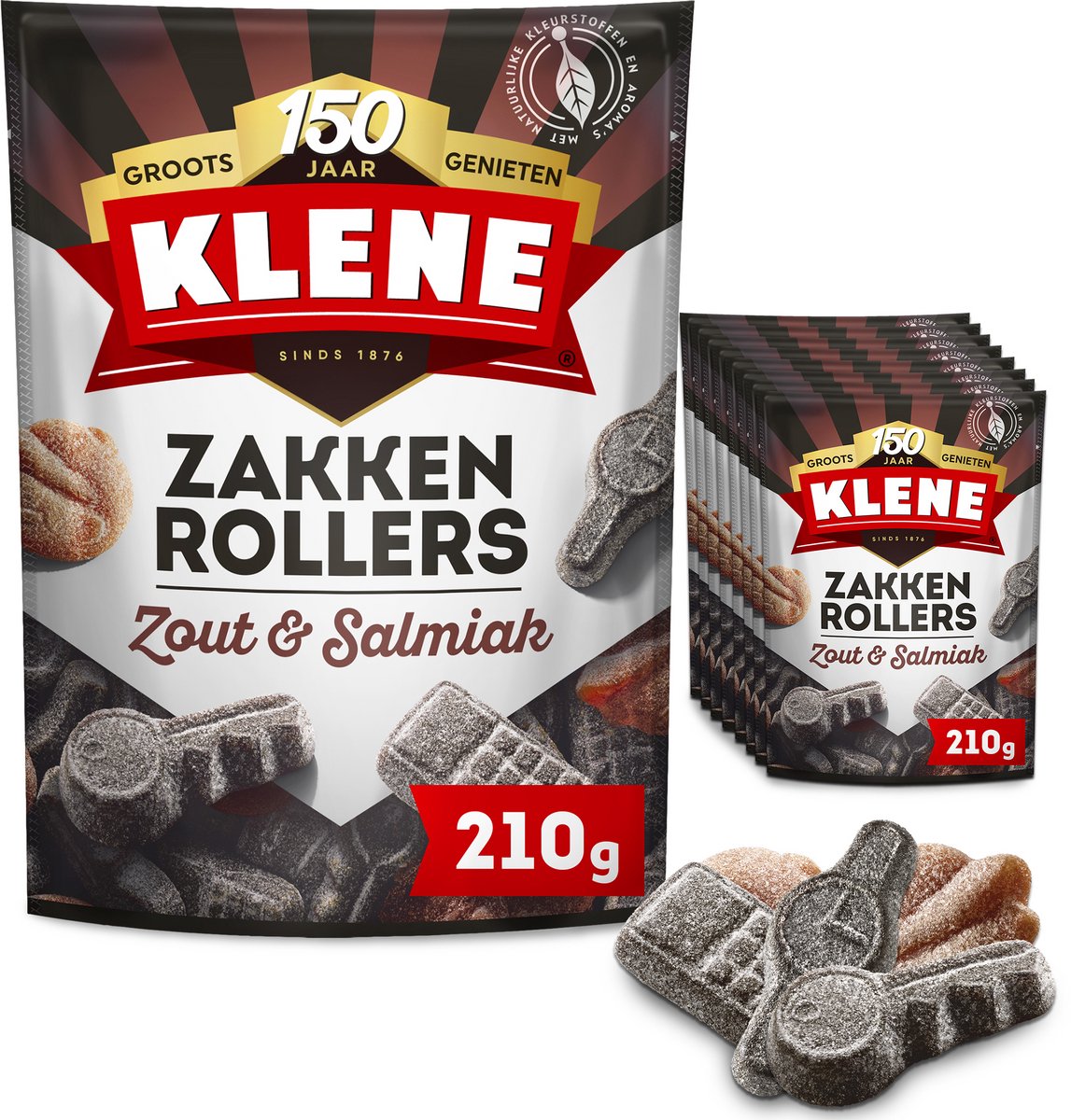 Klene zakkenrollers - drop - zout salmiak - 8x210g