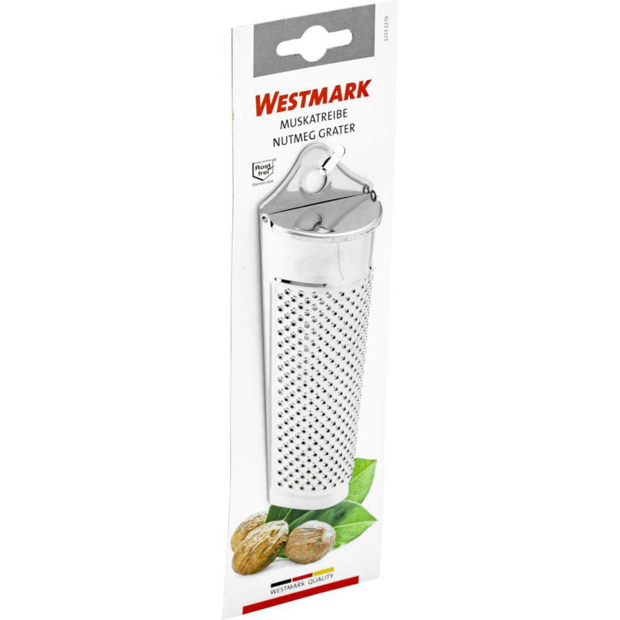 Westmark nootmuskaatrasp, met opbergvak voor nootmuskaat, lengte: 15 cm, roestvrij staal, zilver, 11532270