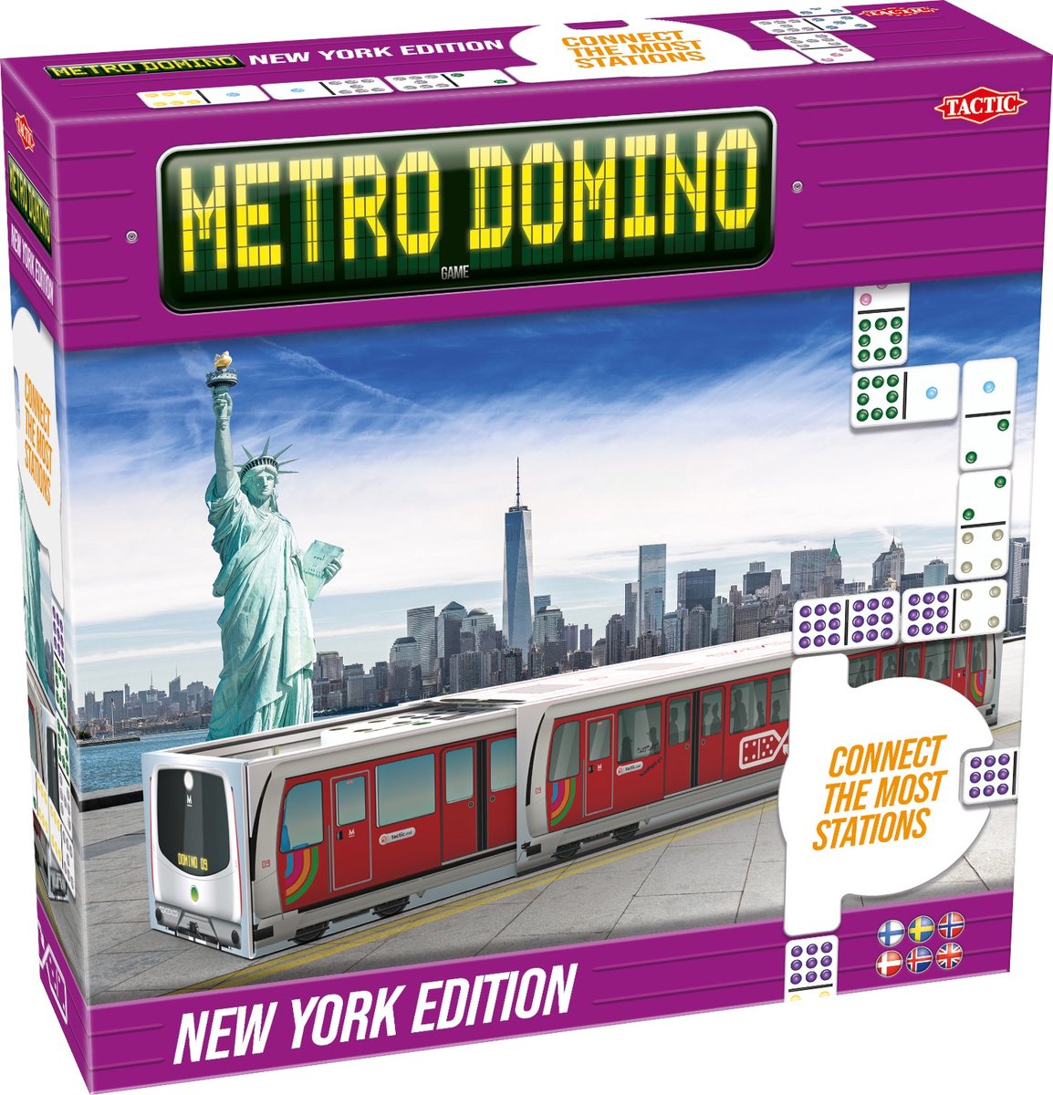 Tactic metro domino: new york edition – bordspel – luxe uitvoering – strategisch dominospel met stations en metrofiches – vanaf 10 jaar – 2 tot 4 spelers