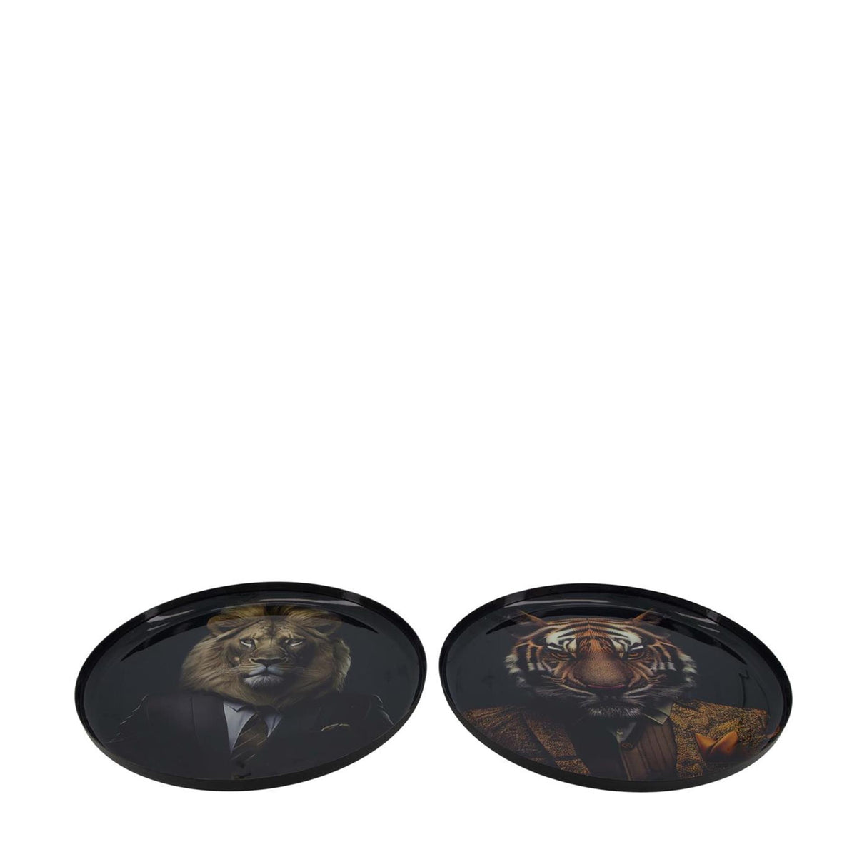 Dijk natural collections dienblad dier metaal zwart ø28cm