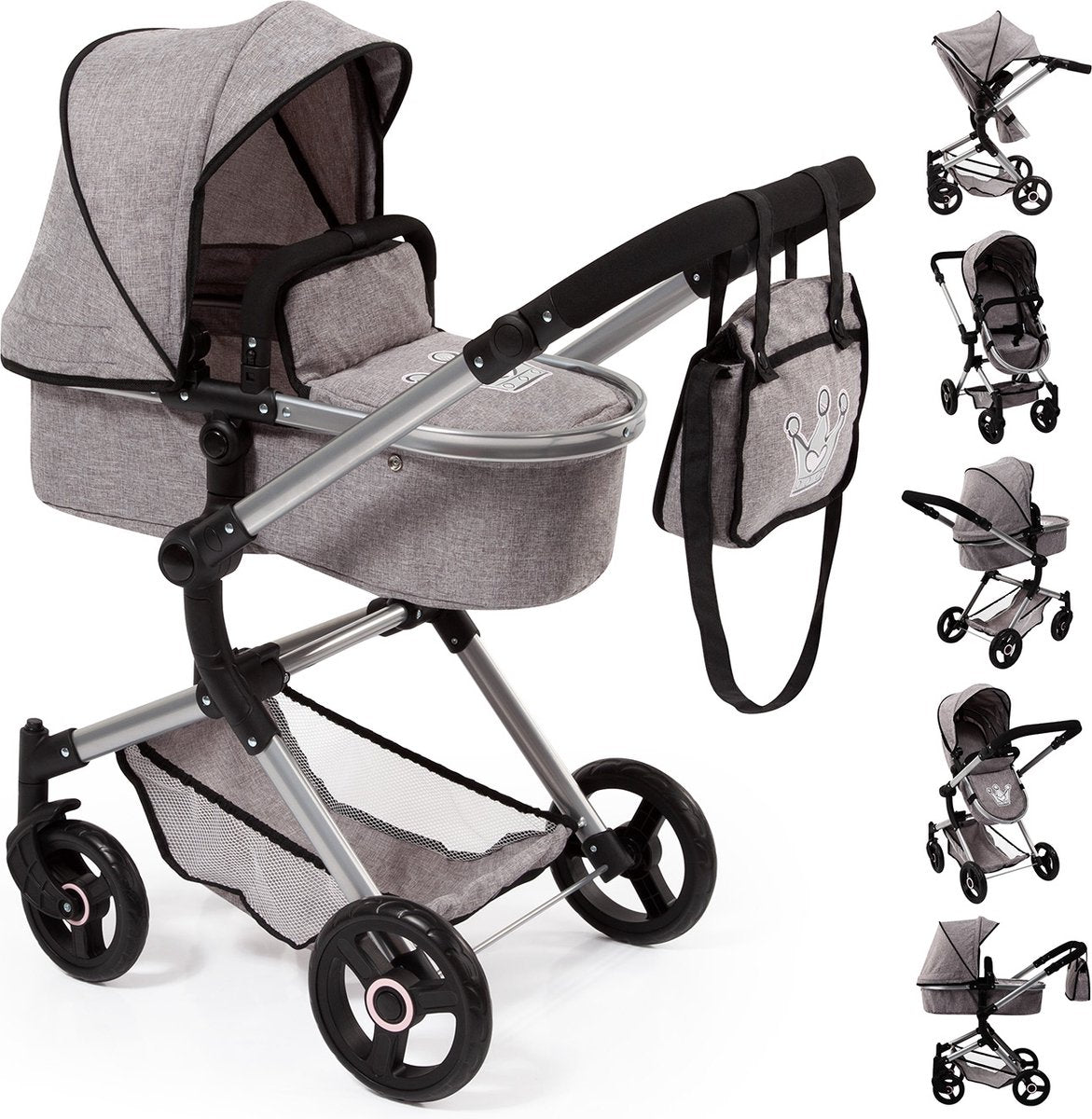 Bayer design - combi poppenwagen neo vario - grijs