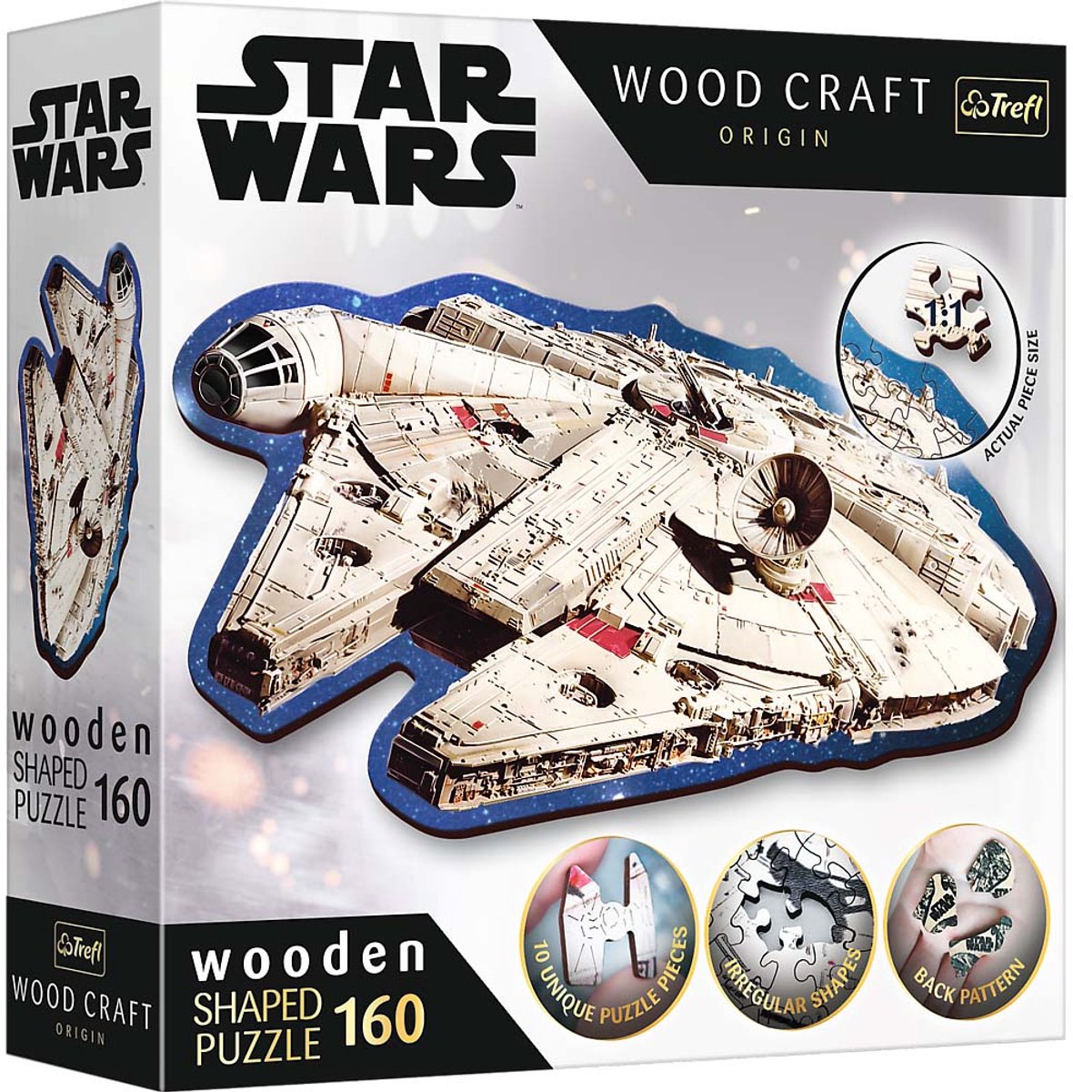 Trefl star wars houten puzzel millennium falcon 160 stukjes fsc.