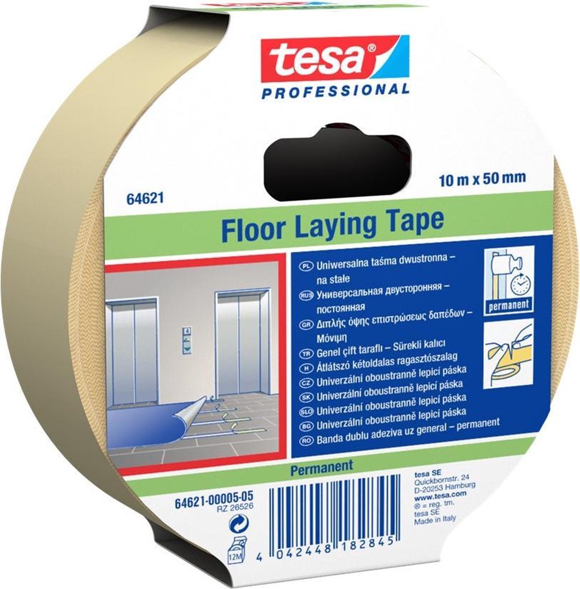 Tesa transparent double-sided self-adhesive tape pp-carrier and synthetic rubber