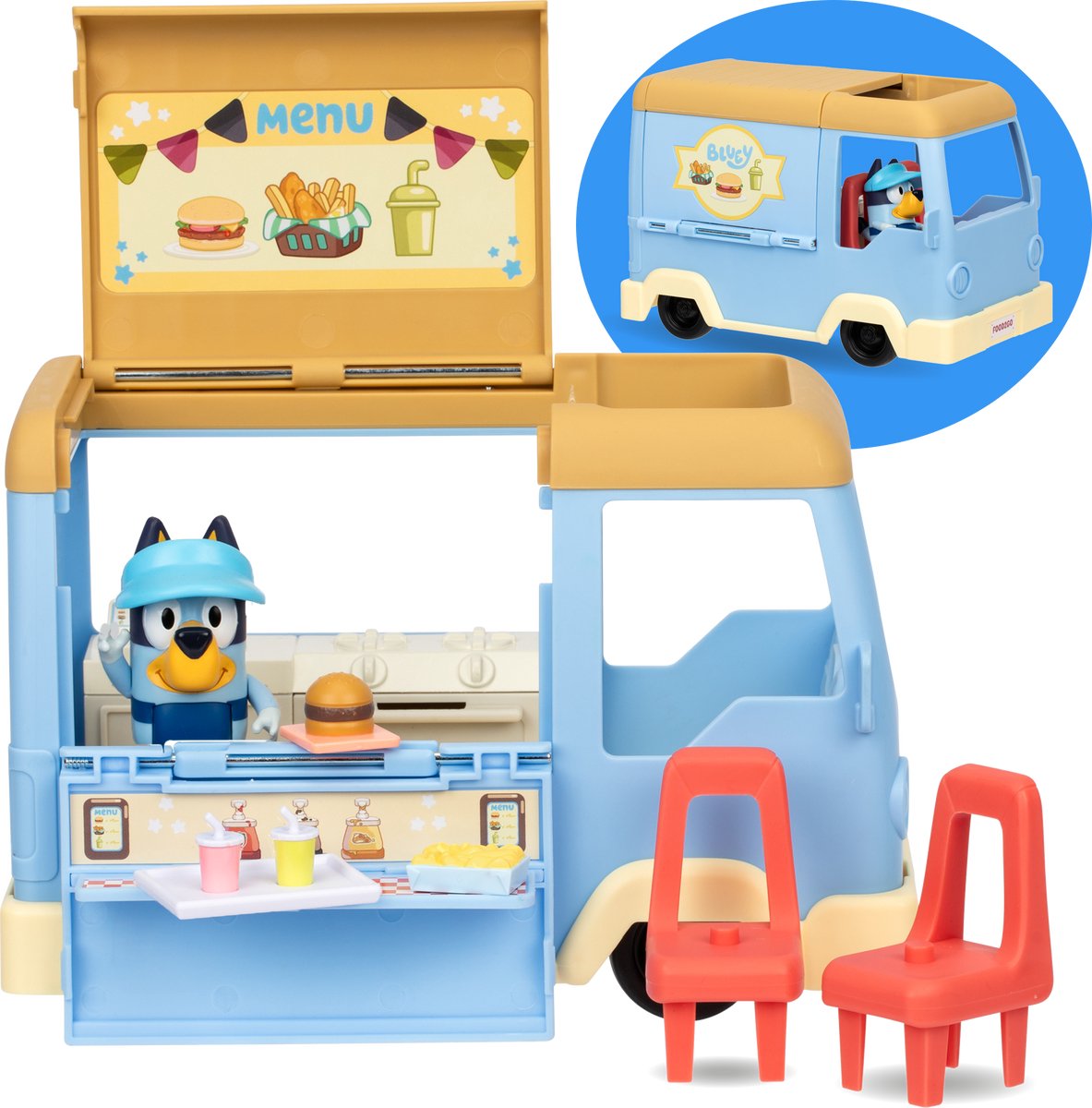 Moose toys bluey - bluey's foodtruck chef bluey - speelset incl. bluey speelfiguur en accessoires