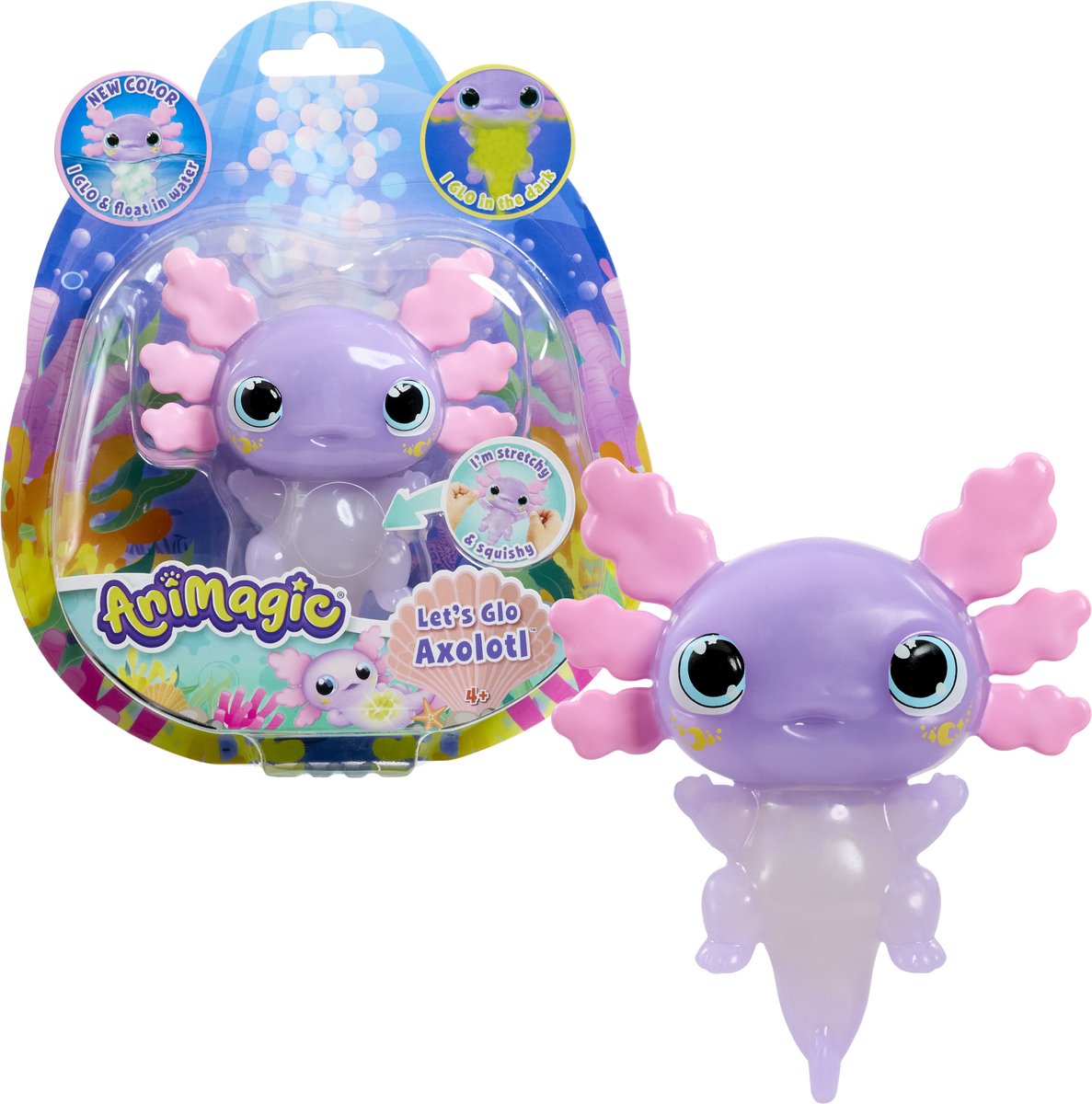Goliath animagic let's glo axolotl pastel - speelfiguur - lichtgevende axolotl