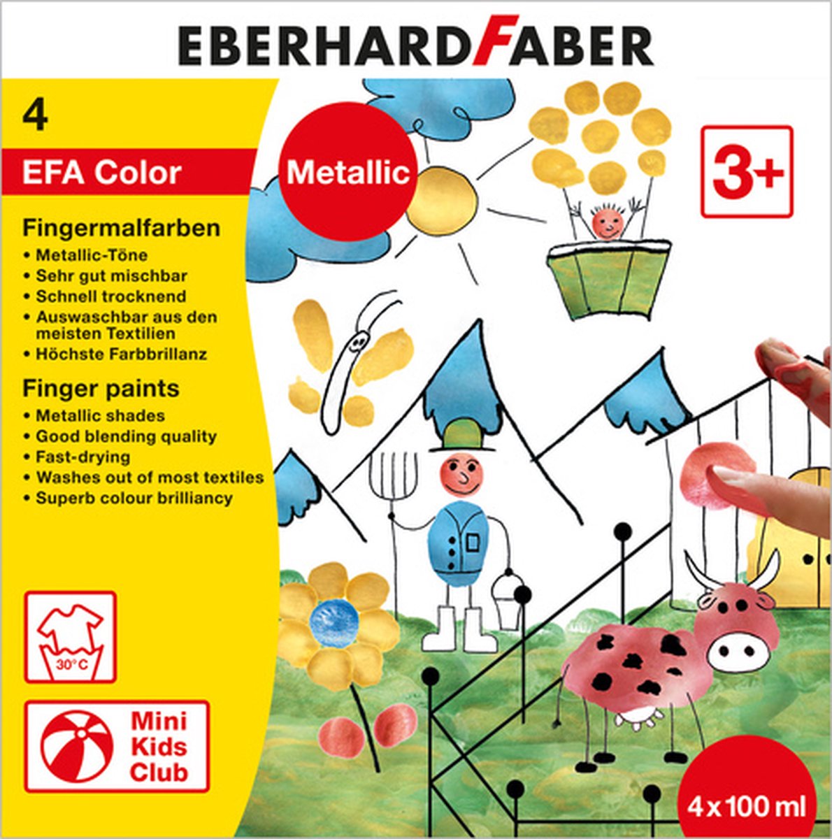 Eberhard faber vingerverf - metallic - set 4x100ml - ef-578802