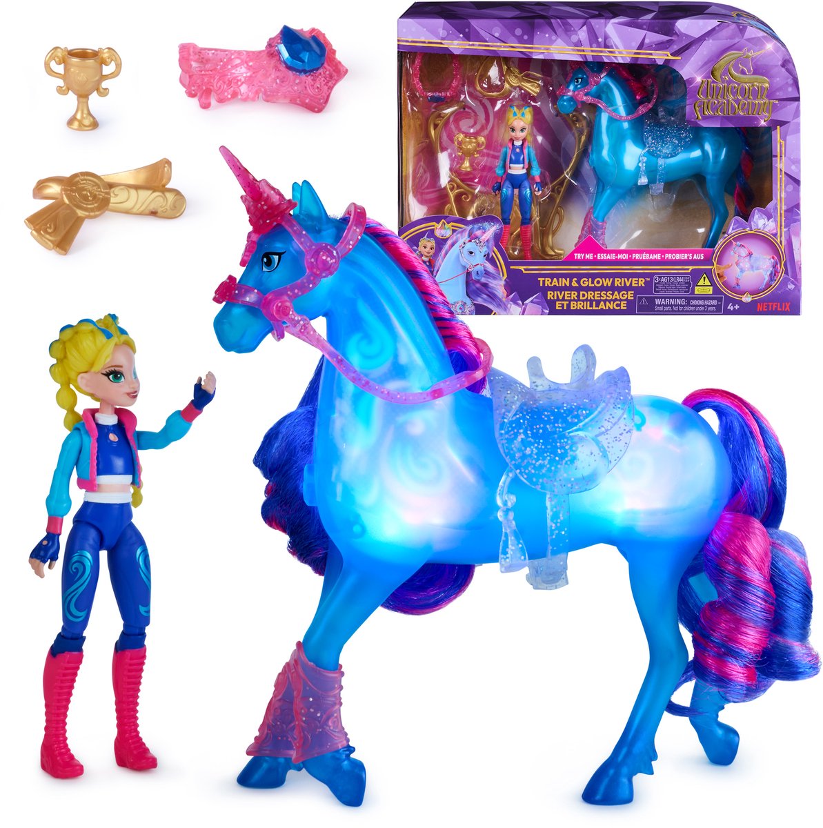 Unicorn academy spin master – 6075347 – poppen-speelset – lichtende eenhoorn – minipop