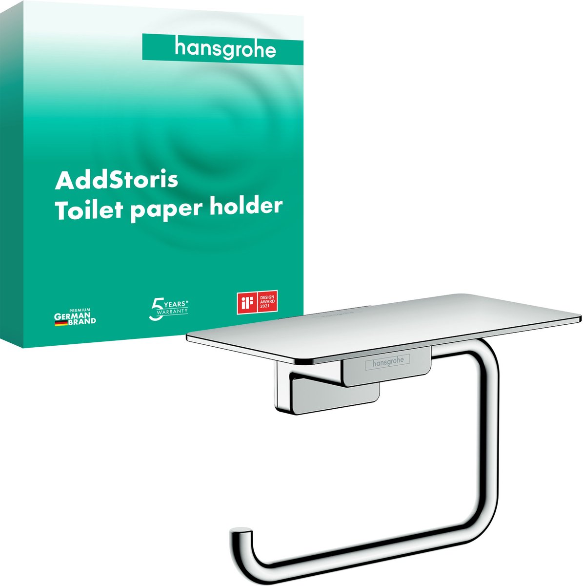 Hansgrohe addstoris closetrolhouder met planchet chroom