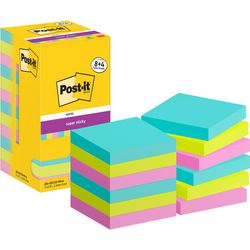 Post-it super sticky notes 654-sscos-p8+4 76x76 mm effen blauw, groen, roze