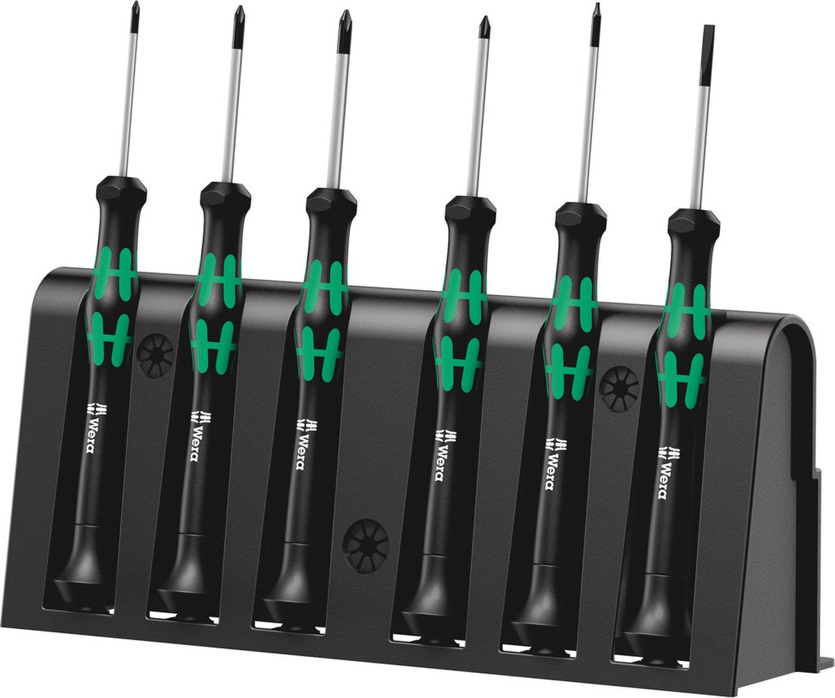 Wera 2050 6 schroevendraaierset elektronica en fijnmechanica 6-delig plat, kruiskop phillips, torx plus, microstix