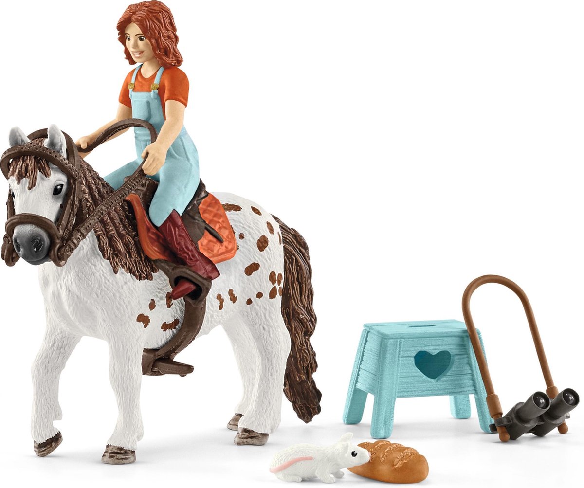 Schleich horse club - mia spotty - speelfigurenset - kinderspeelgoed voor jongens en meisjes - 9 onderdelen