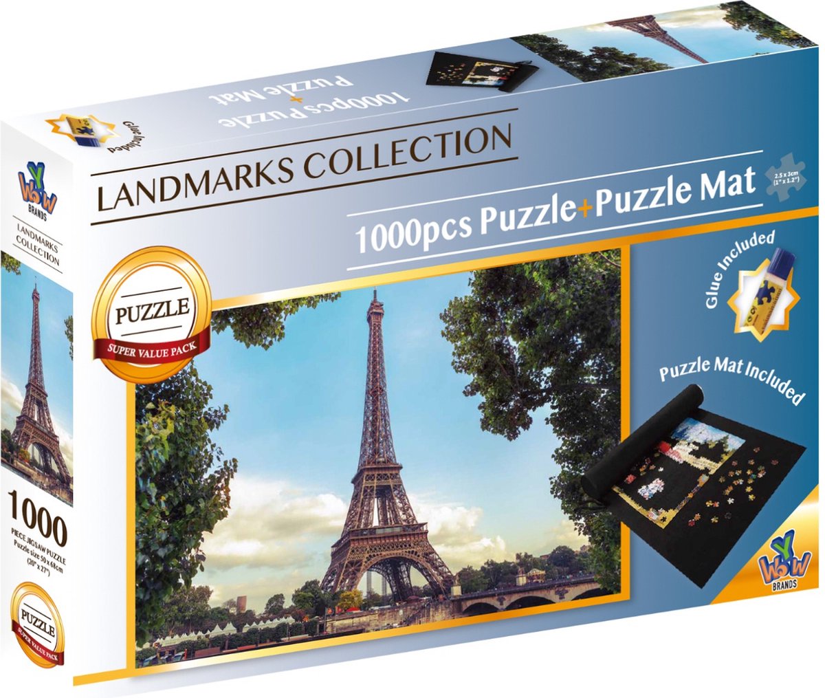 Braet superpack puzzel 1000 st + lijm en mat - eiffeltoren.