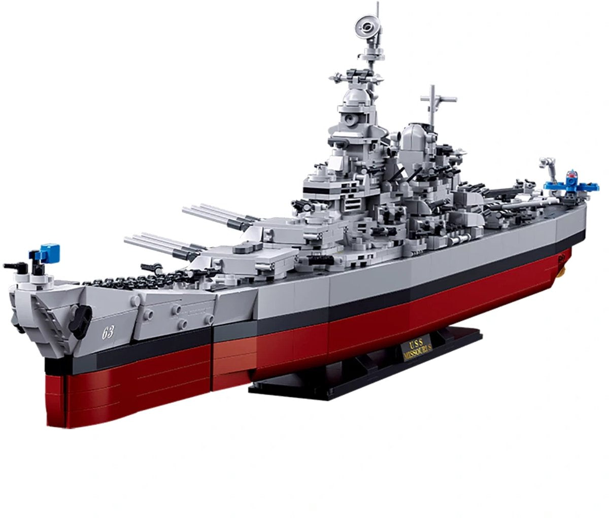 Sluban uss missouri bouwspeelgoed kinderen vanaf 10 jaar – constructiespeelgoed modelbouw – bouwdoos met 1741 bouwstenen – m38-b1291