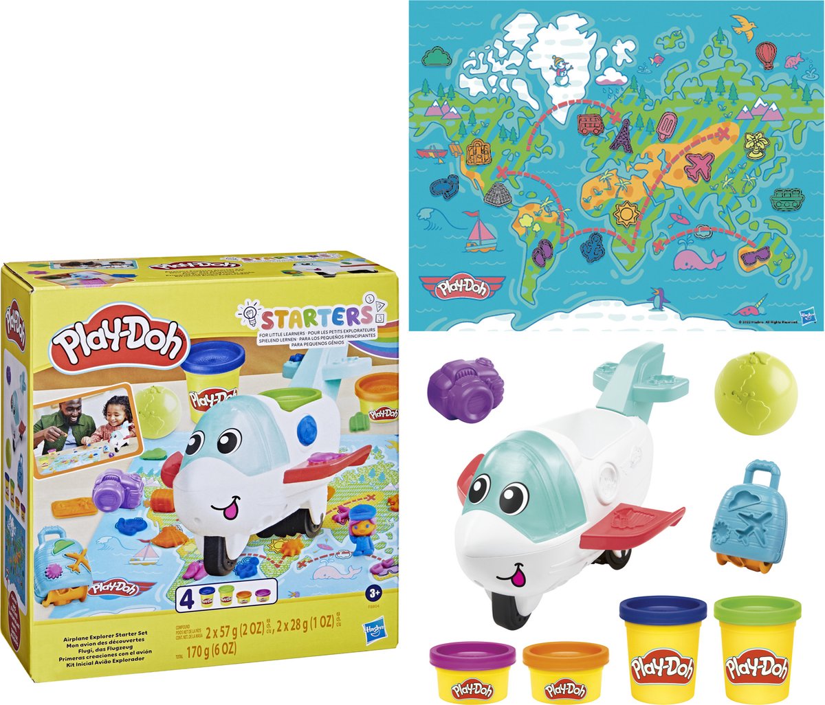 Play-doh airplane explorer starter set - boetseerklei - 4 potjes