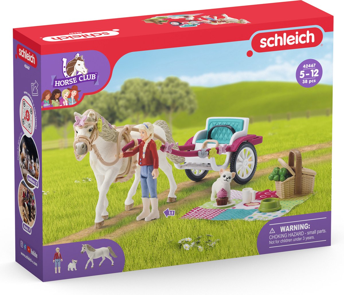 Schleich horse club speelfigurenset - koets voor paardenshow - kinderspeelgoed voor jongens en meisjes - 5 tot 12 jaar - 33 onderdelen - 42467