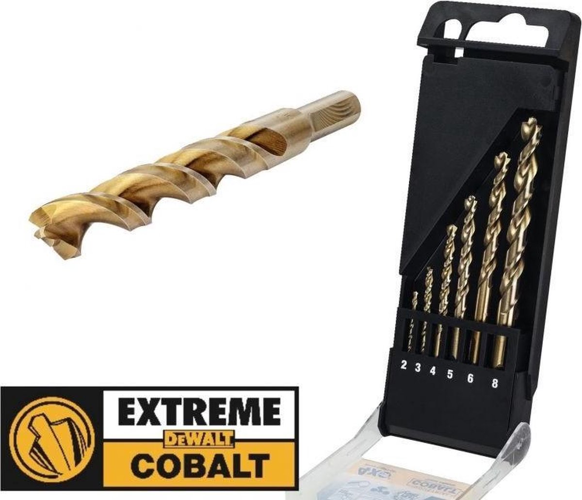Dewalt dt4956 6-delige set industrial cobalt boren hss 2, 3, 4, 5, 6, 8 mm