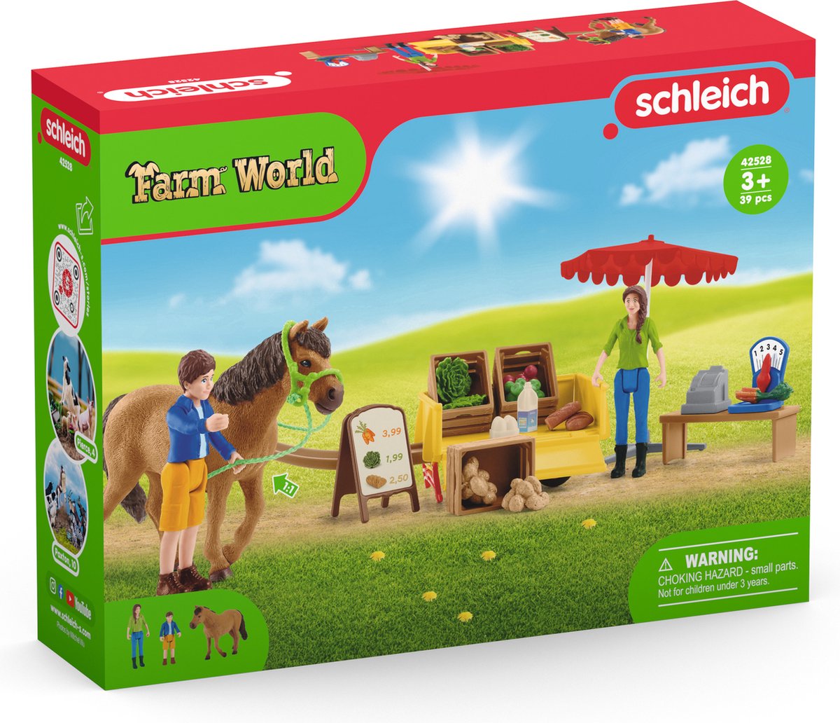 Schleich farm world - mobiele farmstand - speelfigurenset - kinderspeelgoed voor jongens en meisjes - 3 tot 8 jaar - 27 onderdelen