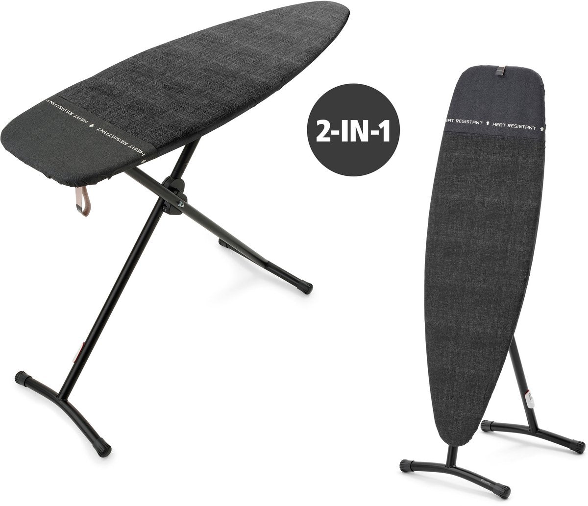 Brabantia strijkplank en stoombord d - 2 in 1 - geschikt voor strijken en stomen - 135x45 cm - denim black