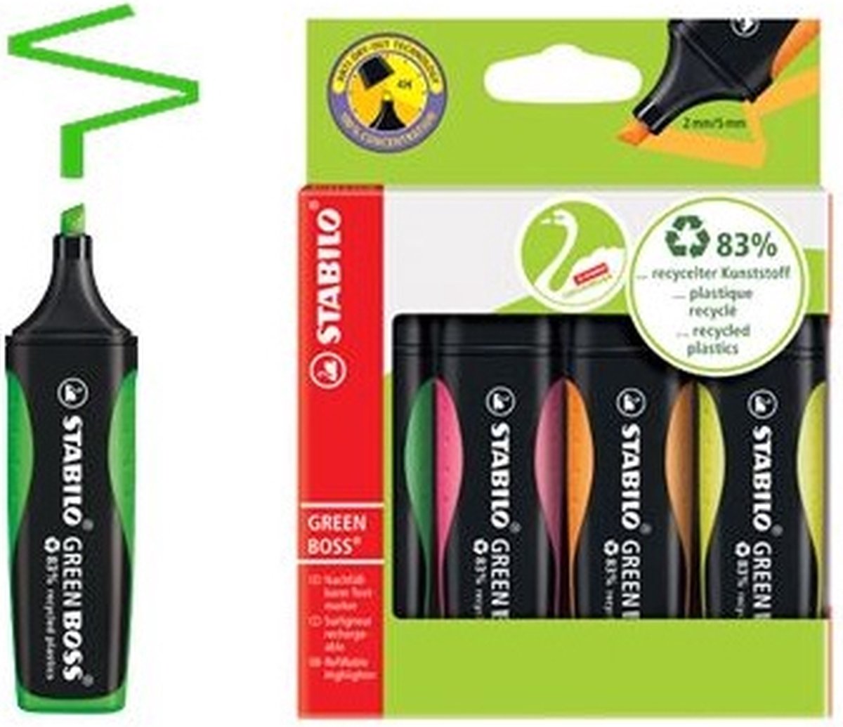 Stabilo green boss - markeerstift - set met 4 stuks