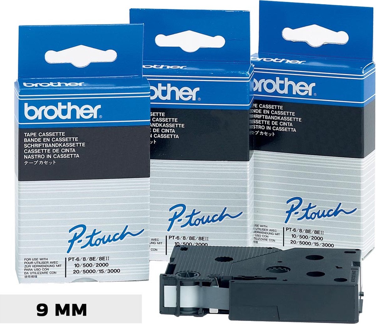 Brother p-touch tc-395 white on black 9mm