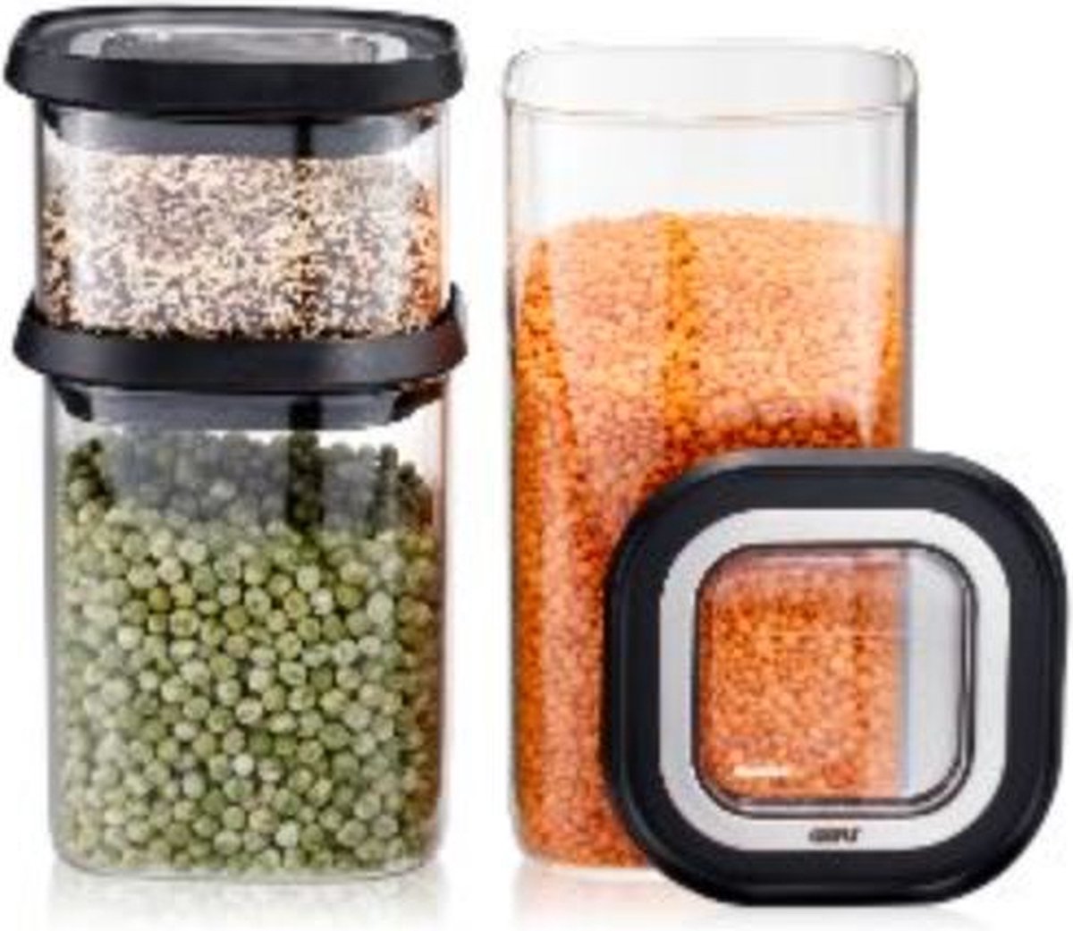 Gefu pantry voorraadbussenset – 3-delig – borosilicaatglas – 400 ml, 900 ml en 1400 ml