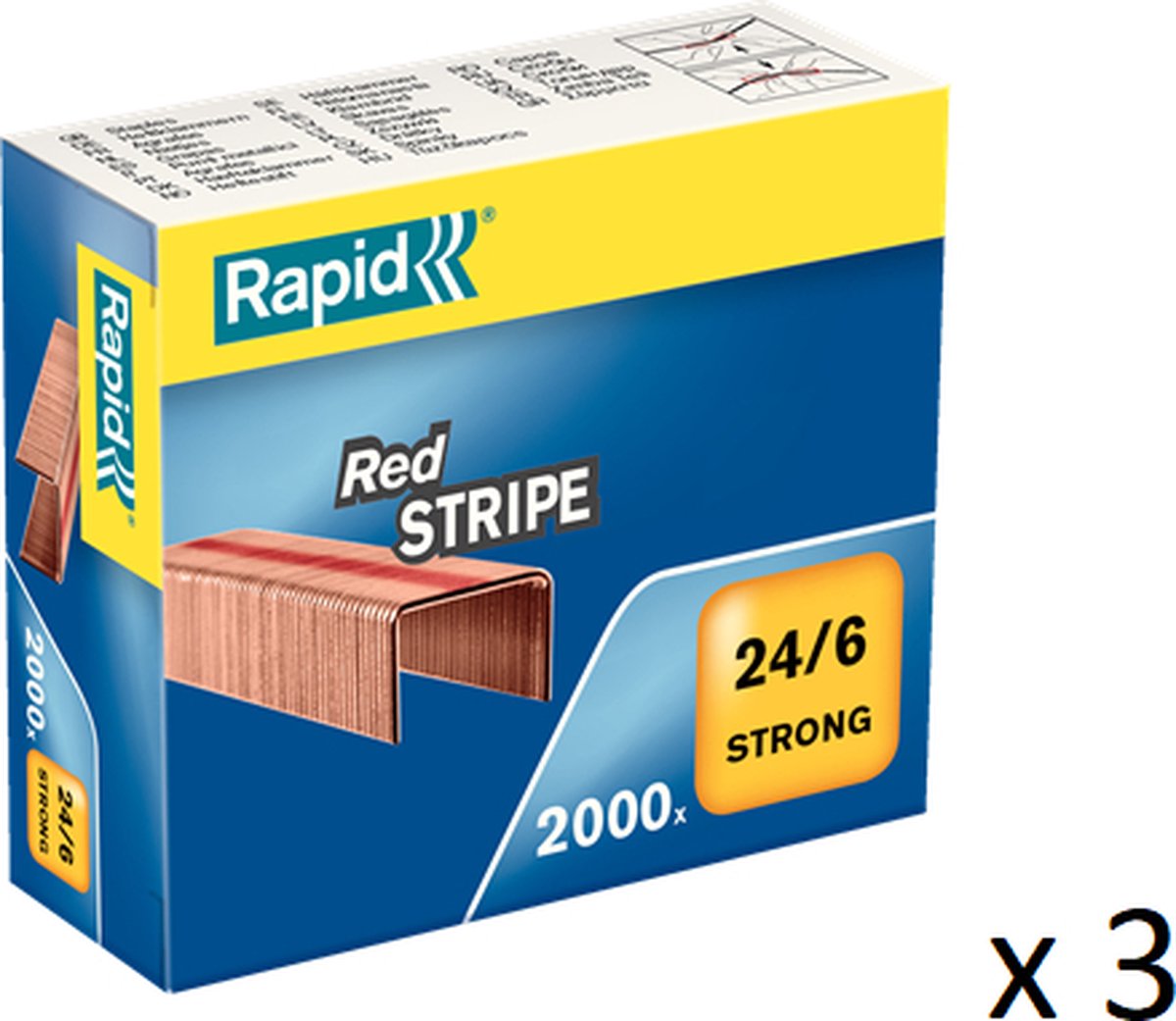 Rapid - strong nietjes 24 6 - red stripe - 3 x 2000 stuks