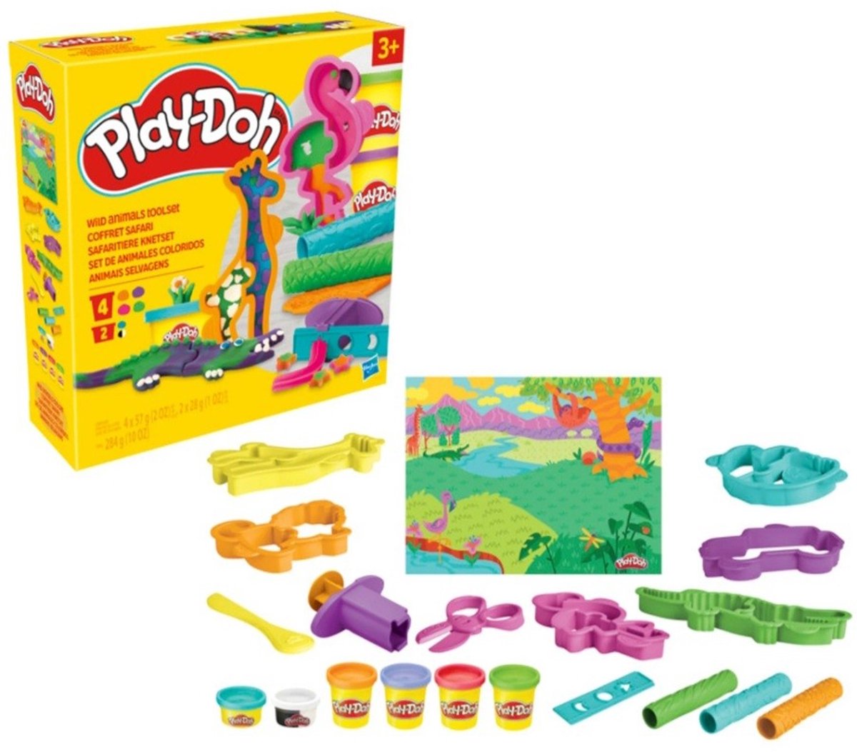 Play-doh klei set met kleurrijke wilde dieren - playdoh dieren kleiset
