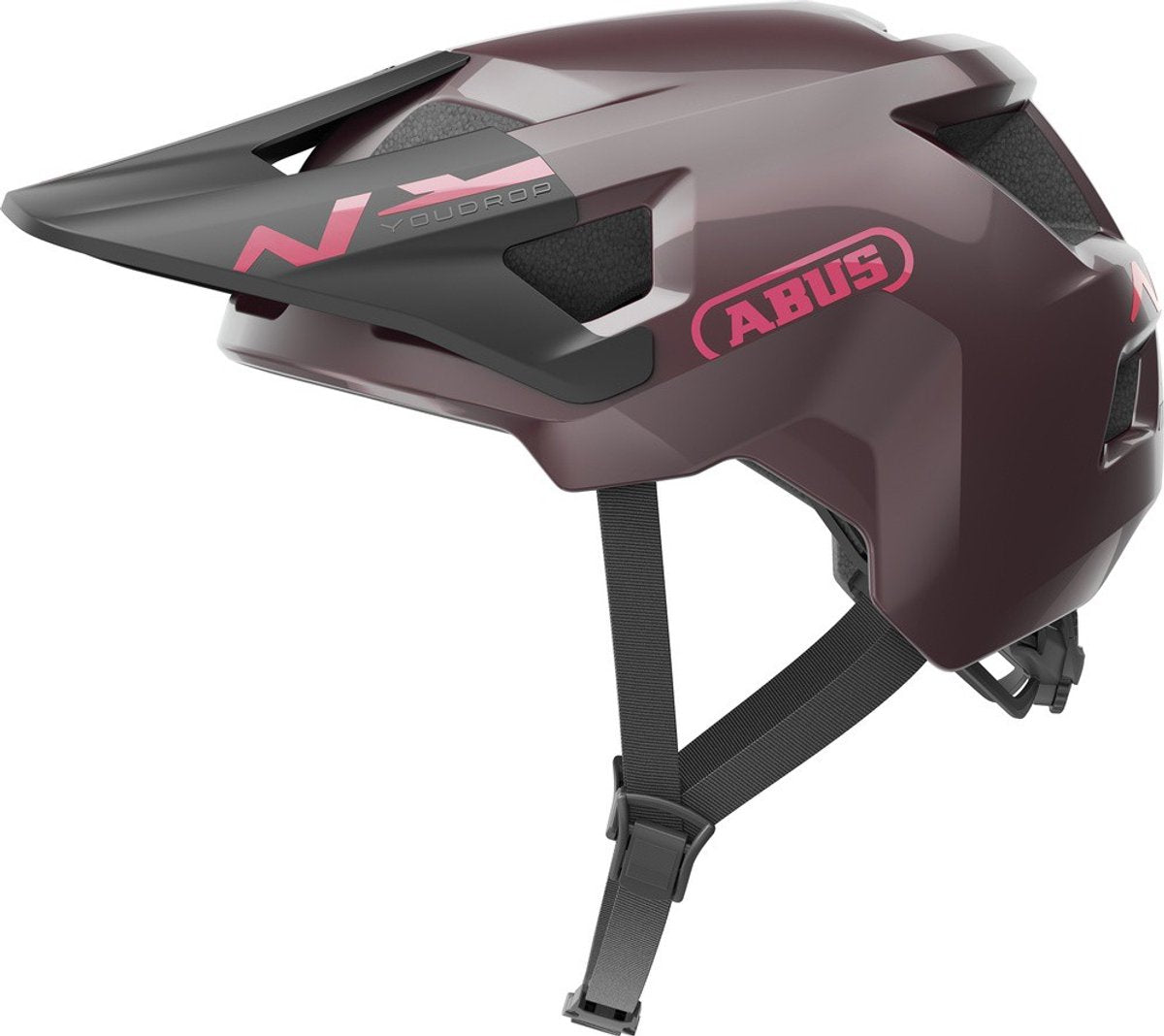 Abus mtb-helm youdrop - fietshelm voor kinderen en jongeren - voor dagelijks gebruik of tochten in het terrein - met ruimte voor een paardenstaart - donkerrood, maat s