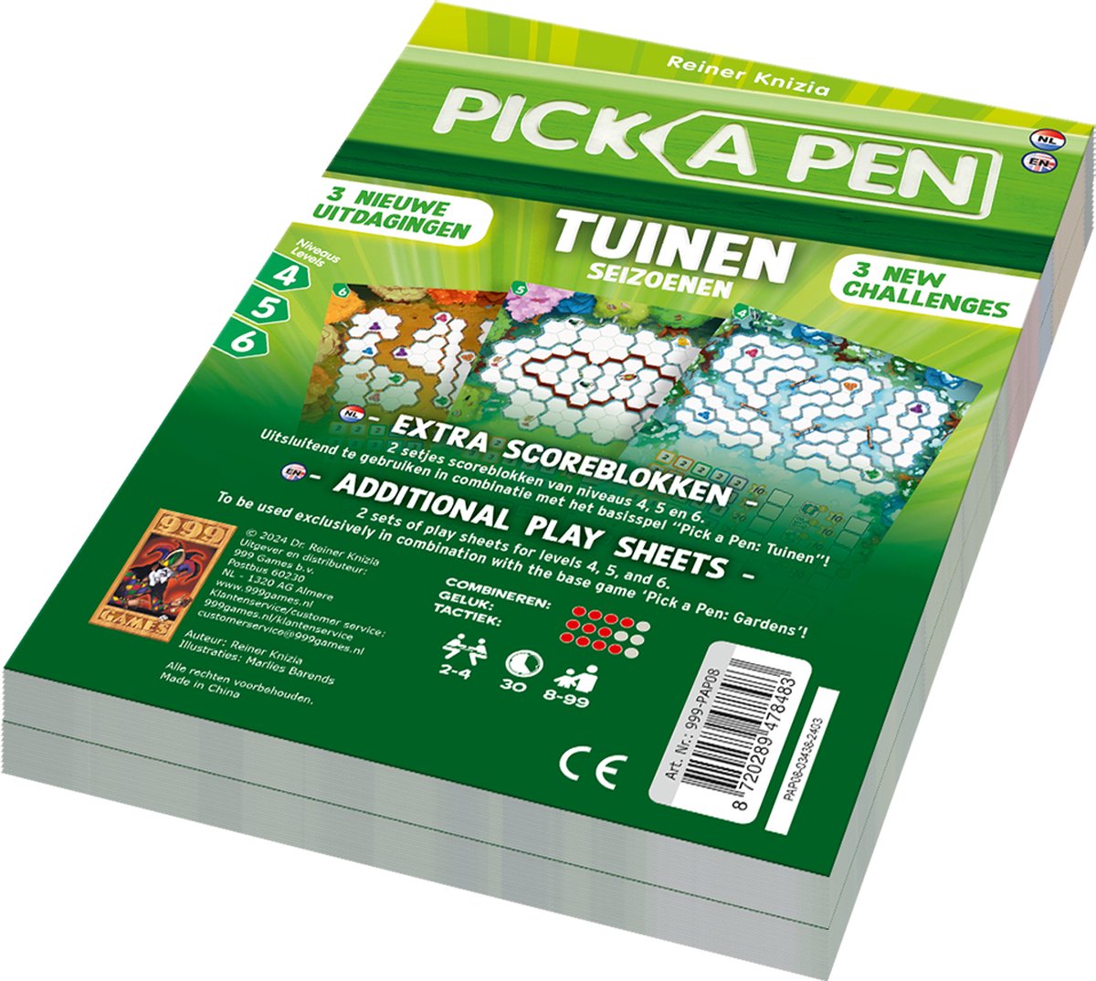 999games 999 games pick a pen tuinen: seizoenen level 4,5,6 scoreblokken, 2st.