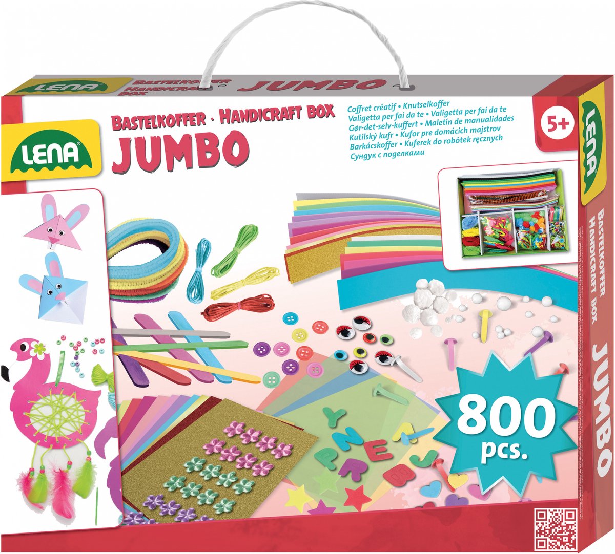 Lena creatief knutselkoffer jumbo roze 800 onderdelen