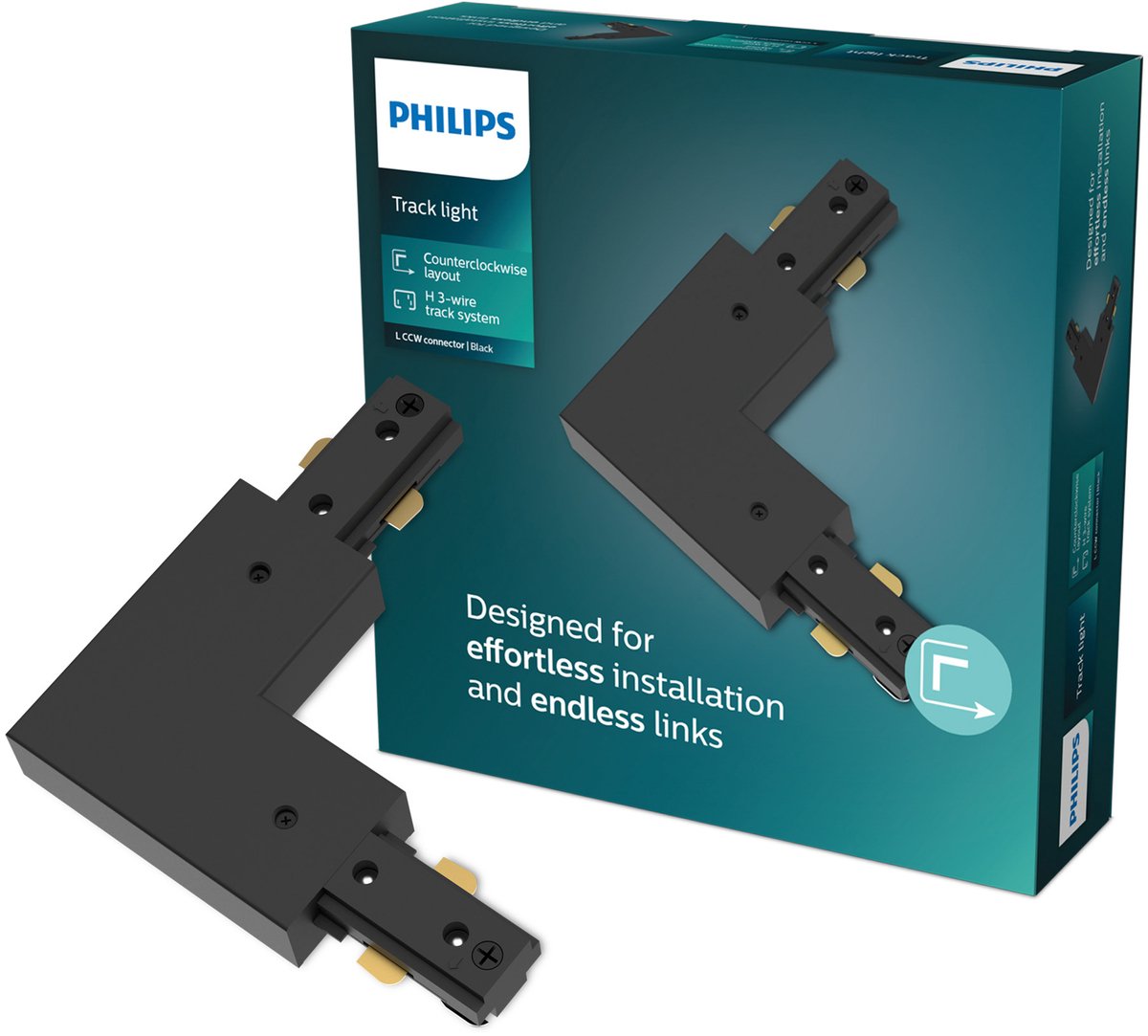 Philips led philips easylink - connector - l-vormige connector - linkse hoek - zwart - railverlichting