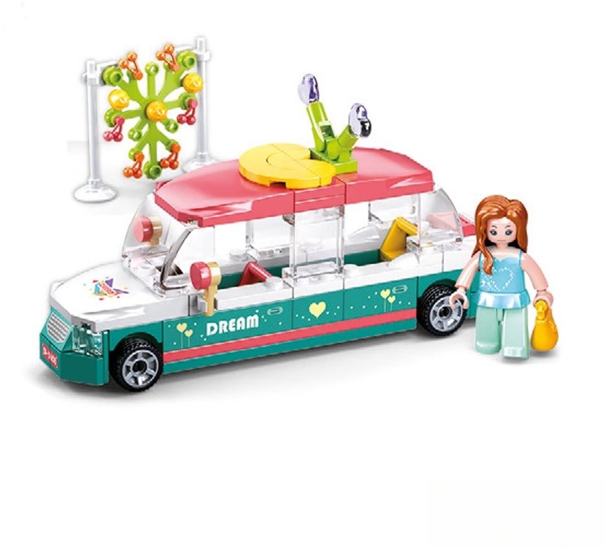 Sluban girls dream limousine bouwspeelgoed kinderen vanaf 6 jaar – constructiespeelgoed modelbouw luxe auto – bouwdoos met 117 bouwstenen en 1 minifiguur – m38-b0921a