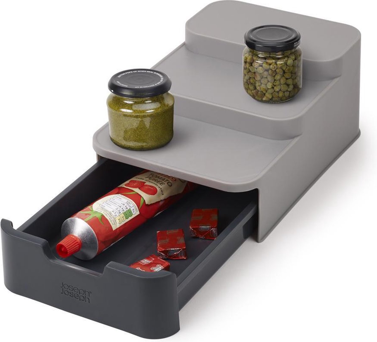 Joseph joseph keukenkast organizer met lade donkergrijs - cupboardstore