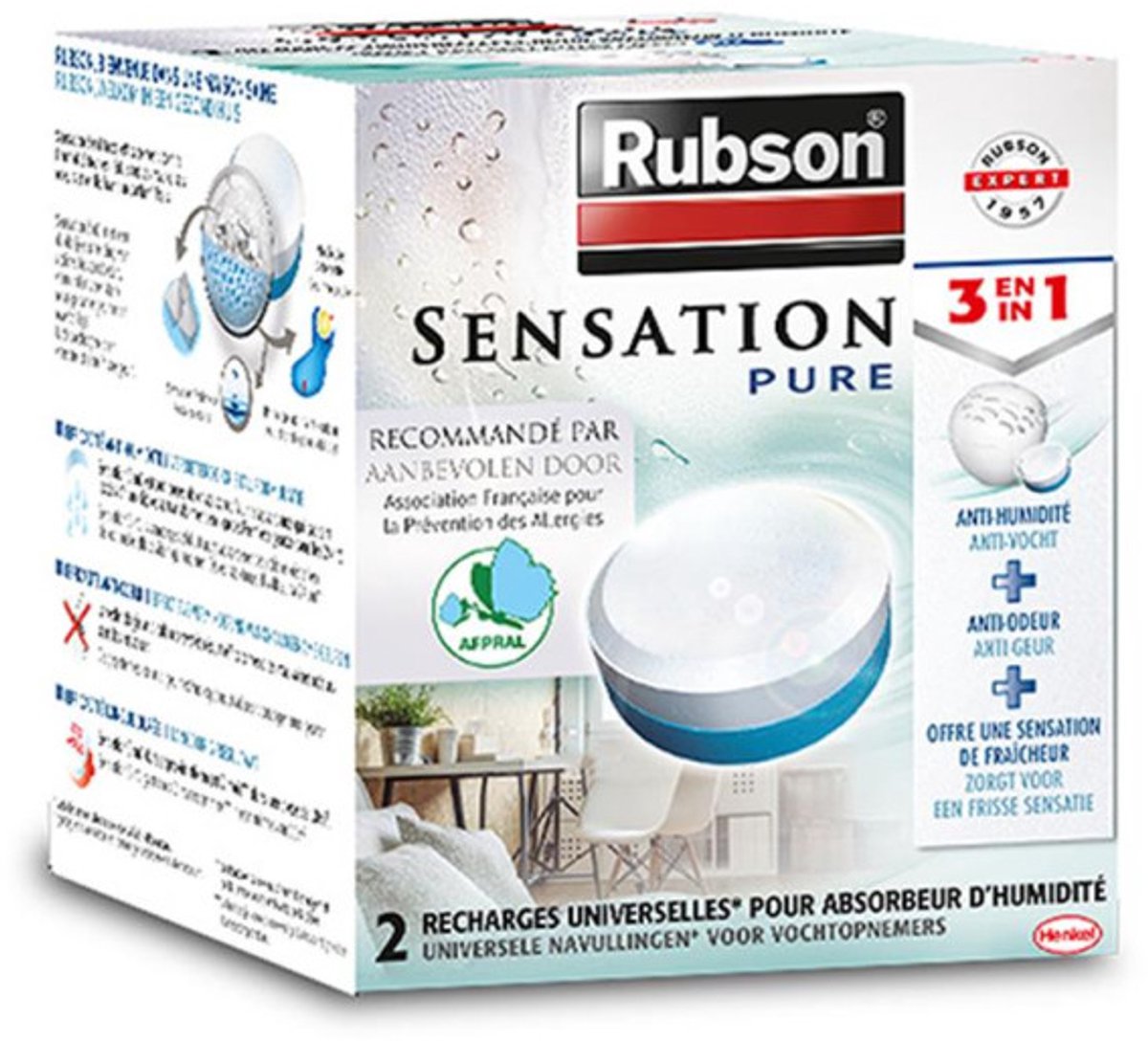 Rubson sensation navullingen neutraal 2x 300 g box | 2 navullingen voor vochtopname | sensation navullingen s.
