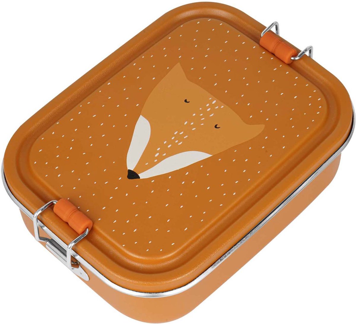 Trixie brooddoos klein - mr. fox - rsv lunchbox voor kinderen - makkelijk te openen broodtrommel - oranje