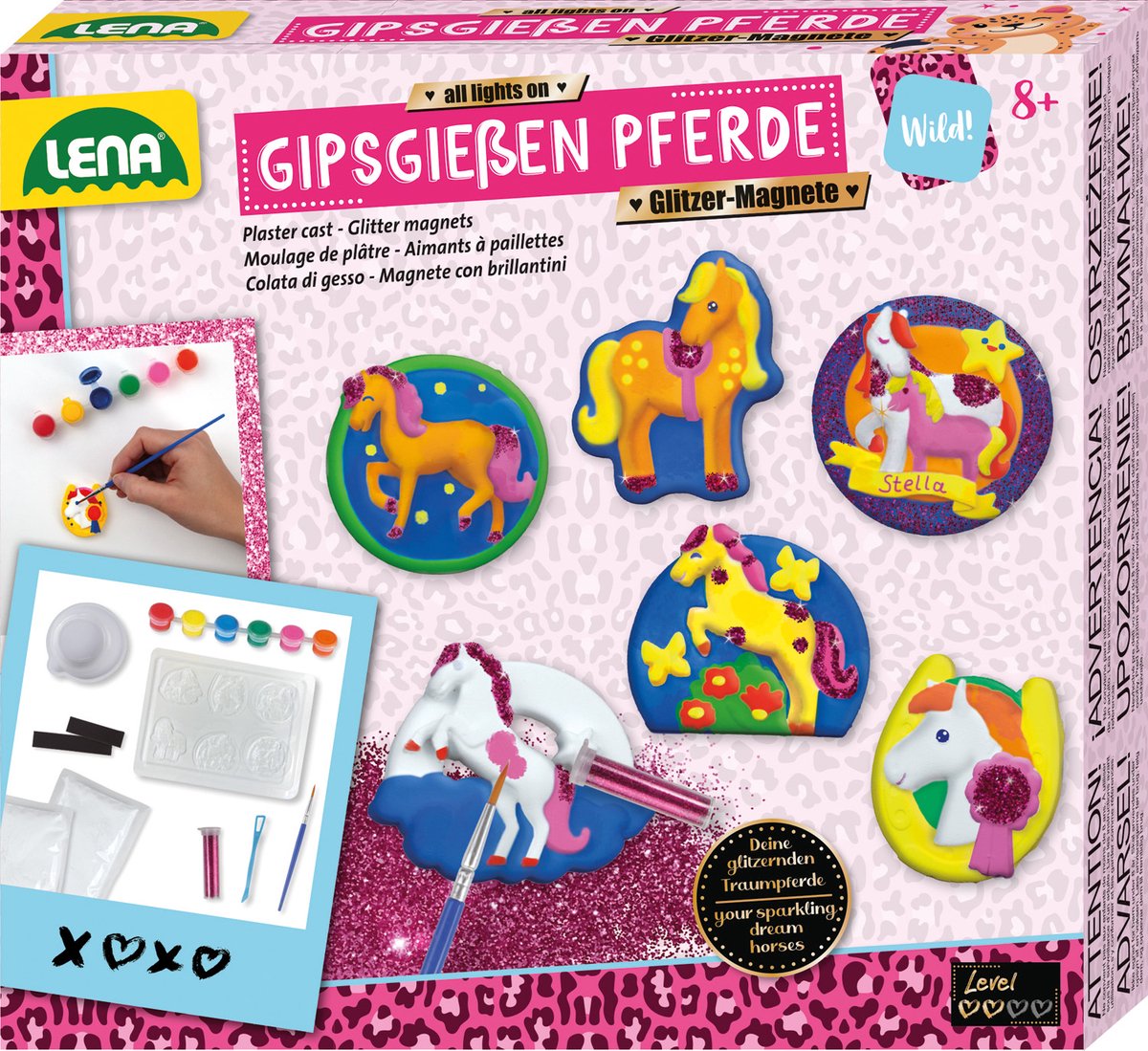 Lena paarden knutselset gips glitter magneten creatief speelgoed.