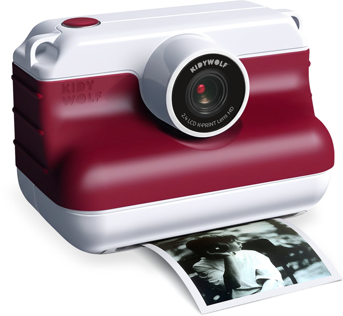 Kidywolf k-print instant camera met thermische printer rood – direct print zonder inkt, 8mp, 1080p - 8+