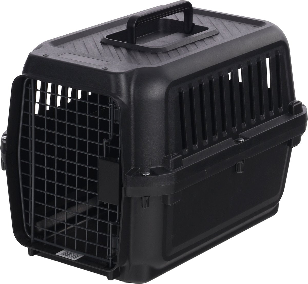 Flamingo reisbench – transportkooi naomi zwart xs 33,5x50x34,5cm – stevige kunststof bench met 2 deuren voor katten kleine honden