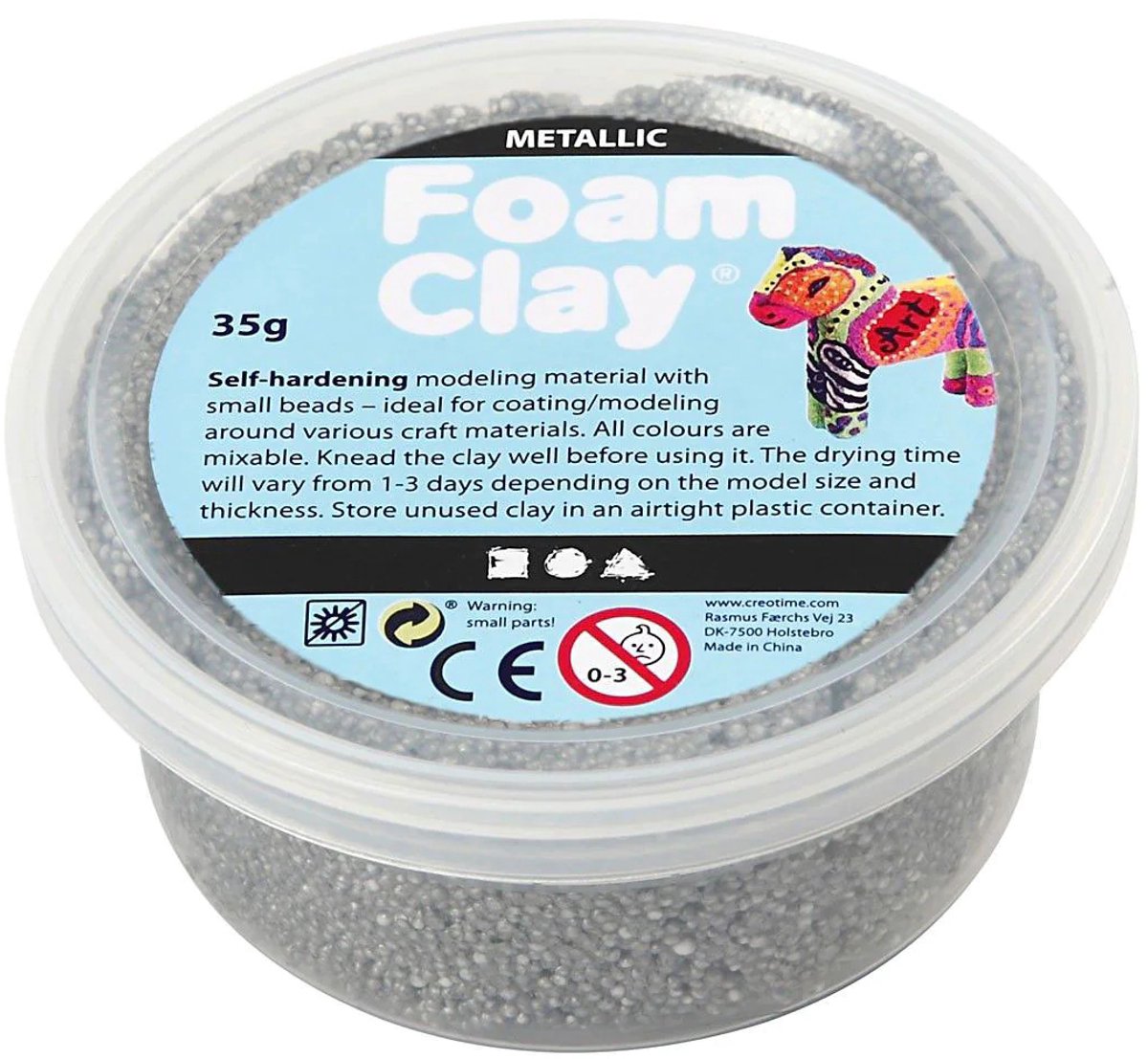Foam clay - metallic zilver, 35gr.