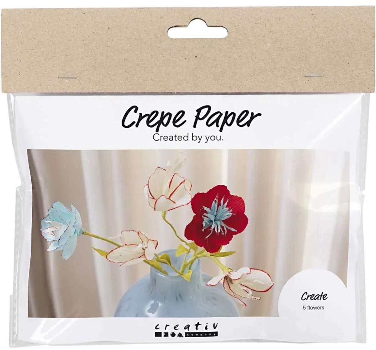 Creativ company mini hobbyset bloemen van crepepapier pastelkleuren