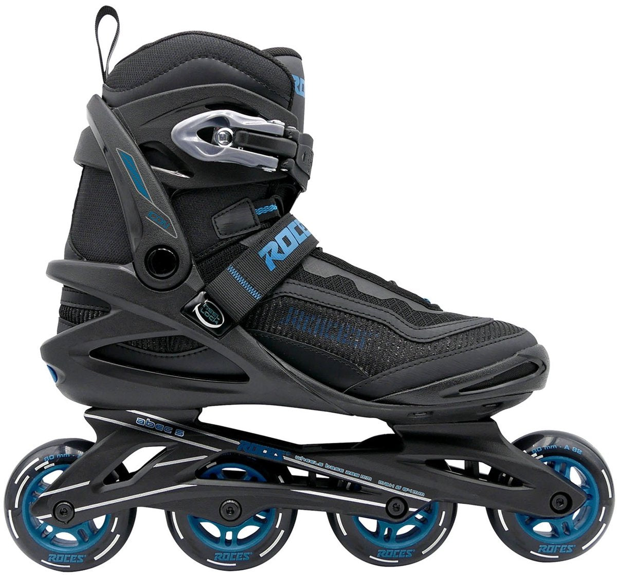 Roces icon x 80 skeelers - inline skates - zwart blauw - maat 43