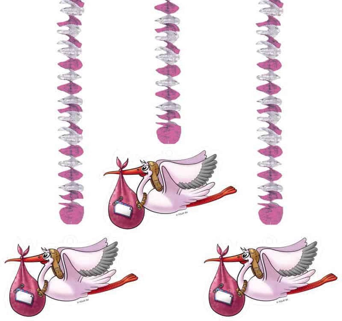 Folat roze hangdecoratie, 3st.