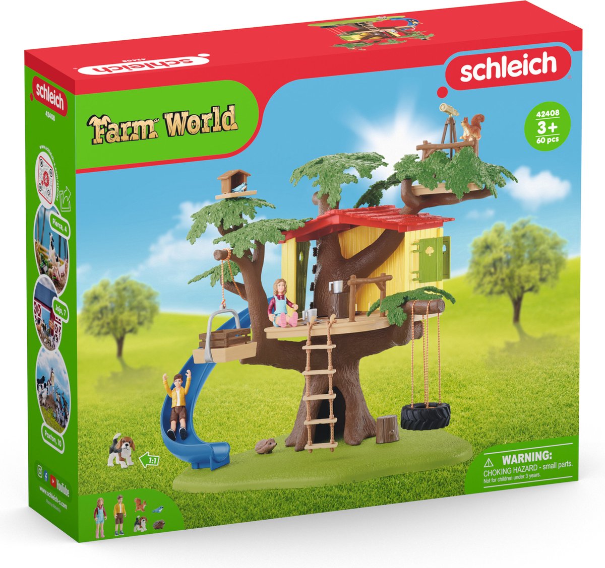 Schleich farm world - avontuurlijke boomhut - speelfigurenset - kinderspeelgoed voor jongens en meisjes - 3 tot 8 jaar - 28 onderdelen