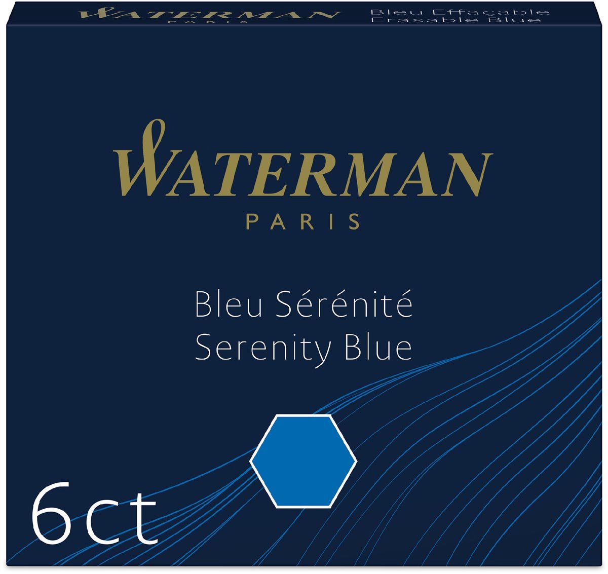 Waterman -vulpeninktpatronen | kort 'internationaal' | serenity blue | 6 stuks